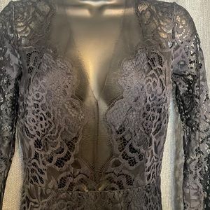 NWT Michelle mason long black lace dress